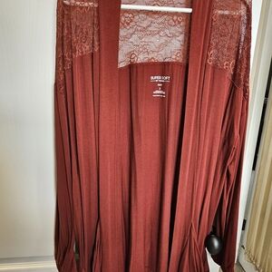 Torrid Super Soft Lace Trim Robe - Rust Red